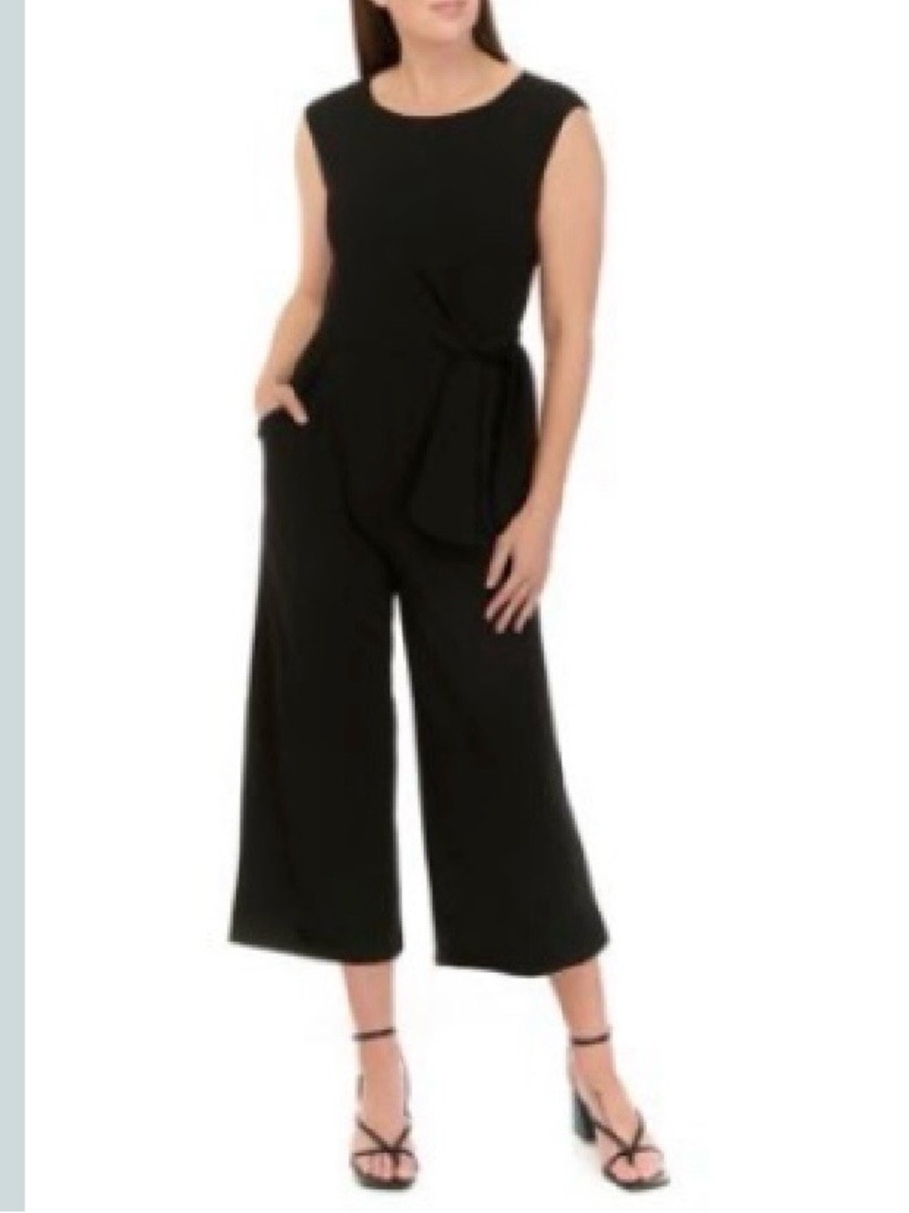 Tahari Women’s Cap Sleeve Tie Waist Cropped Jumpsuit